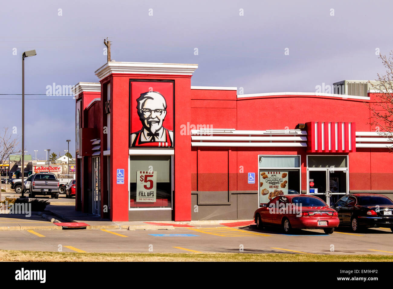 The exterior of a KFC, Kentucky Fried Chicken, building in Oklahoma City, Oklahoma, USA. Stock Photo