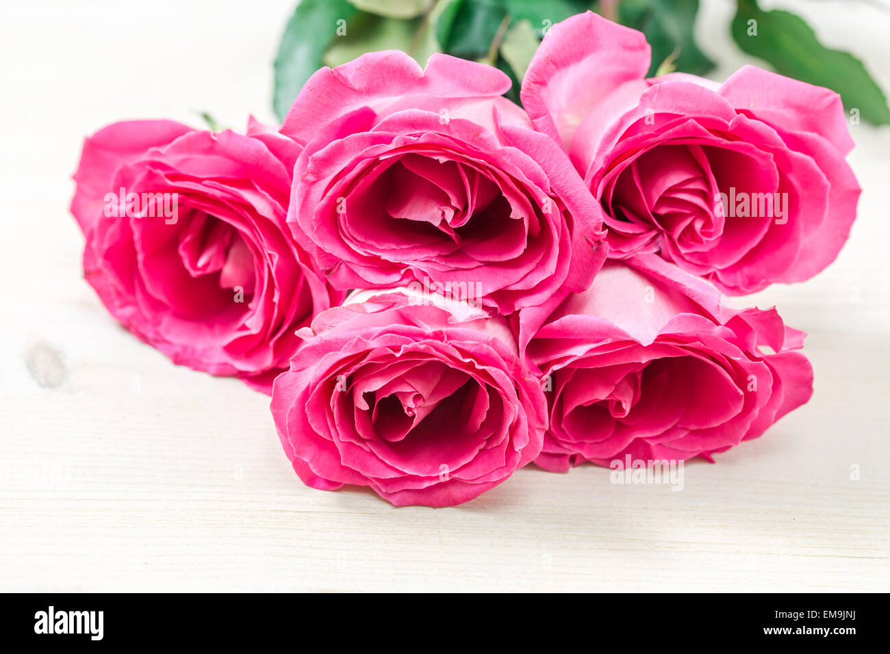 Bouquet of beautiful pink roses on white background Stock Photo - Alamy