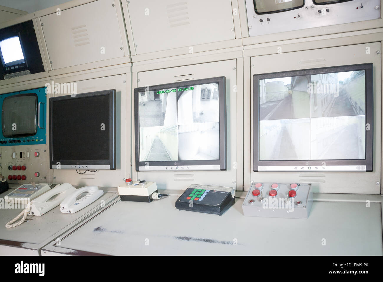 control room. Systems for video surveillance. Stock Photo