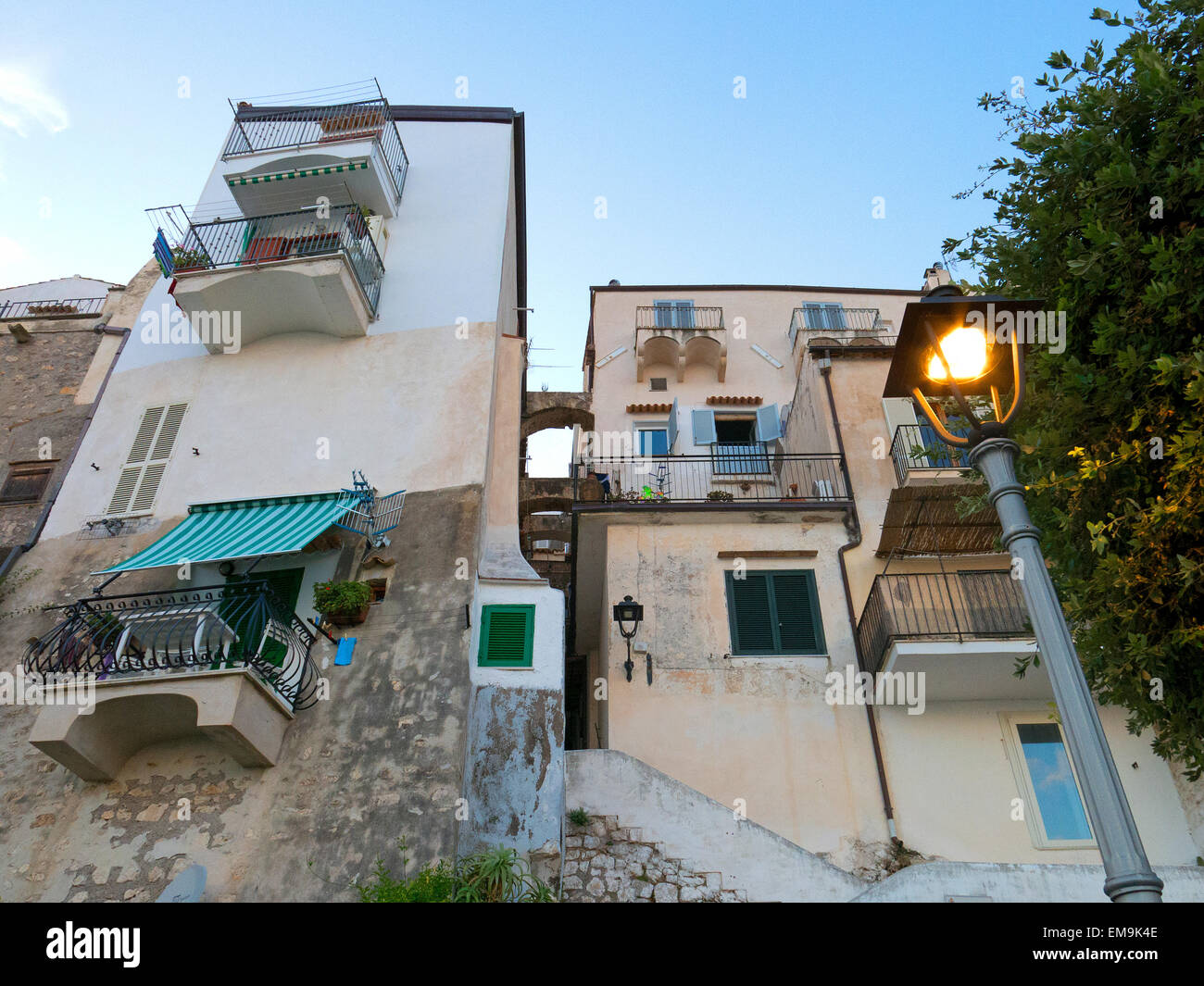Sperlonga, houses and street light, Lazio Italy Stock Photo