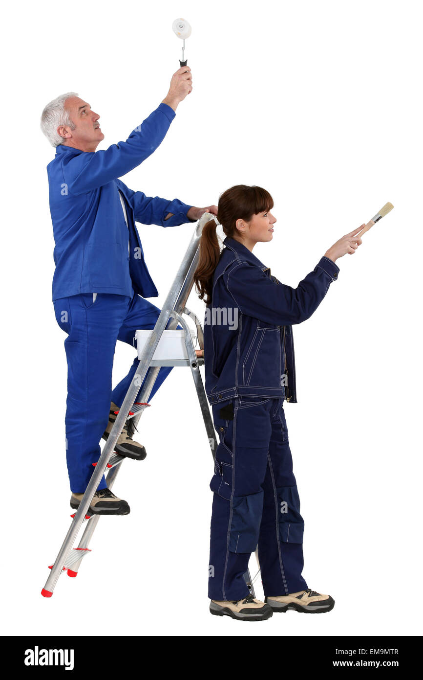 Father and daughter refurbishing home Stock Photo