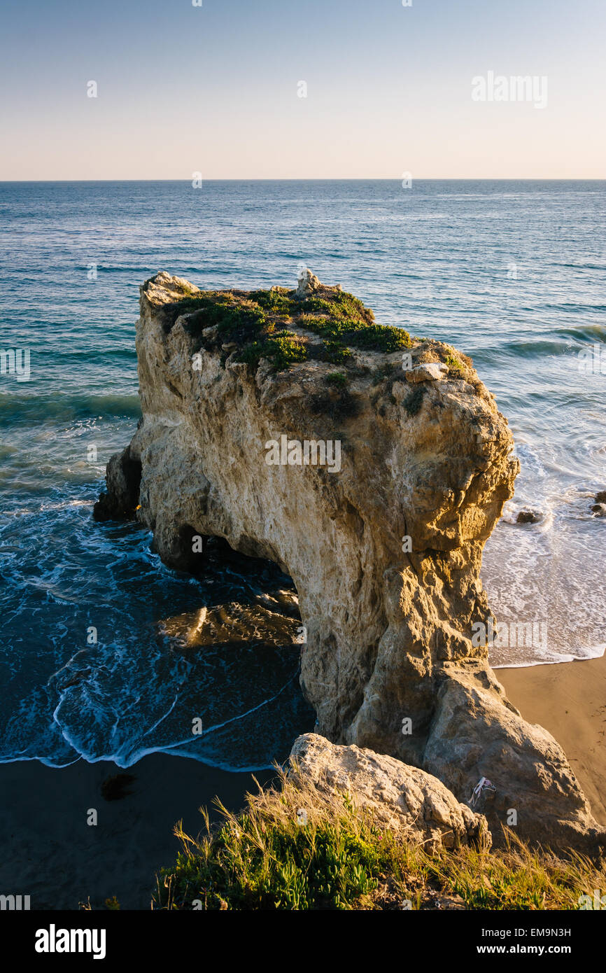 View of the beach and a sea stack at El Matador State Beach, Malibu, California. Stock Photo