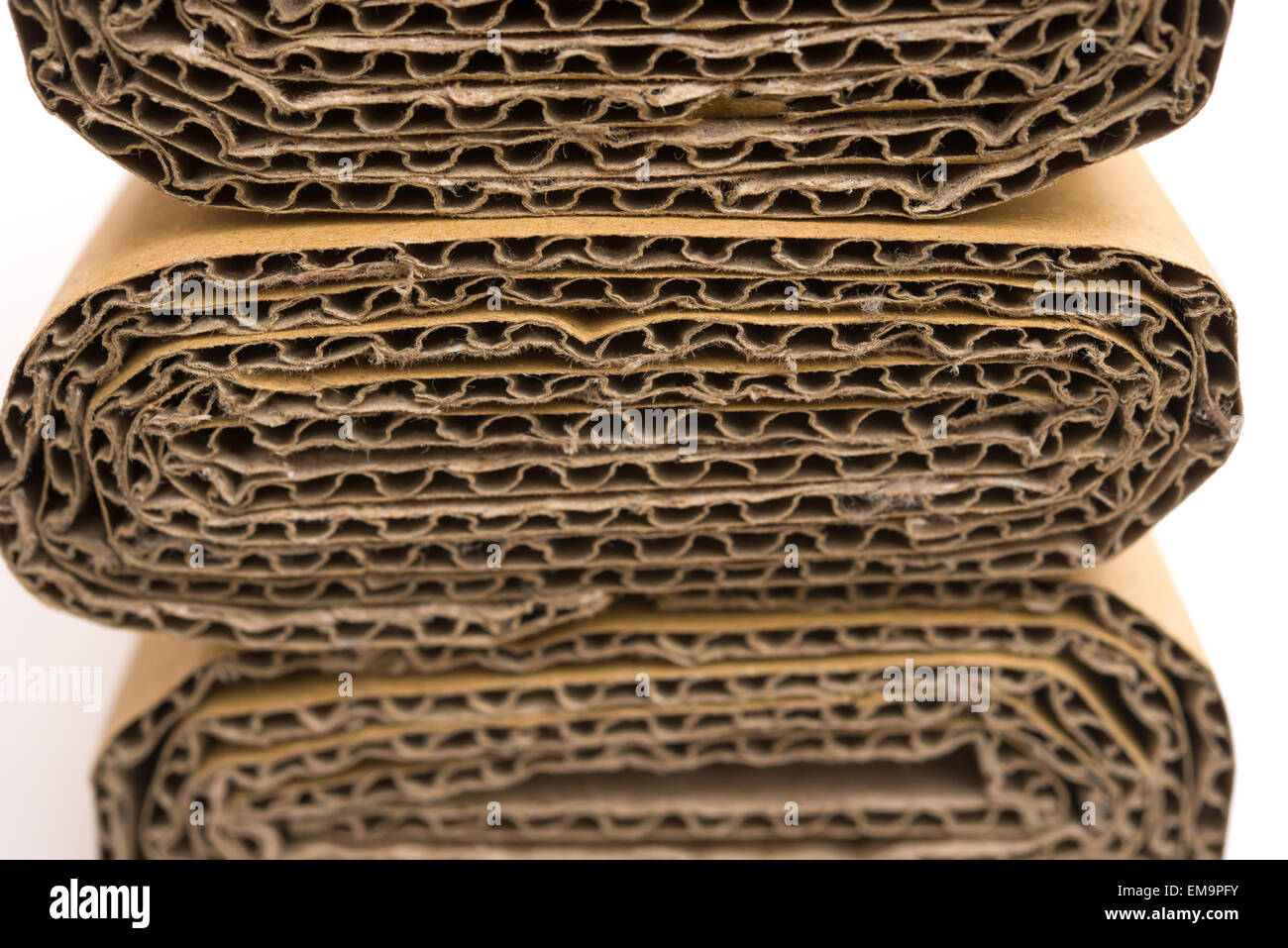 cross sections of folded corrugated cardboard Stock Photo
