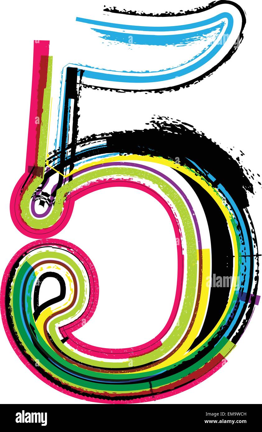  Font Illustration. Number 5 Stock Vector Image & Art - Alamy
