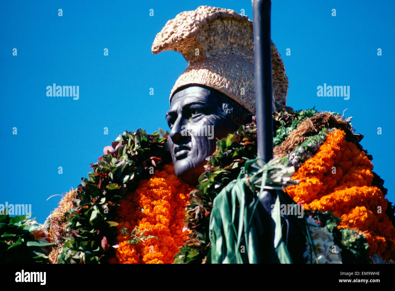 Hawaii, Oahu, Honolulu, King Kamehameha Statue Draped With Leis For