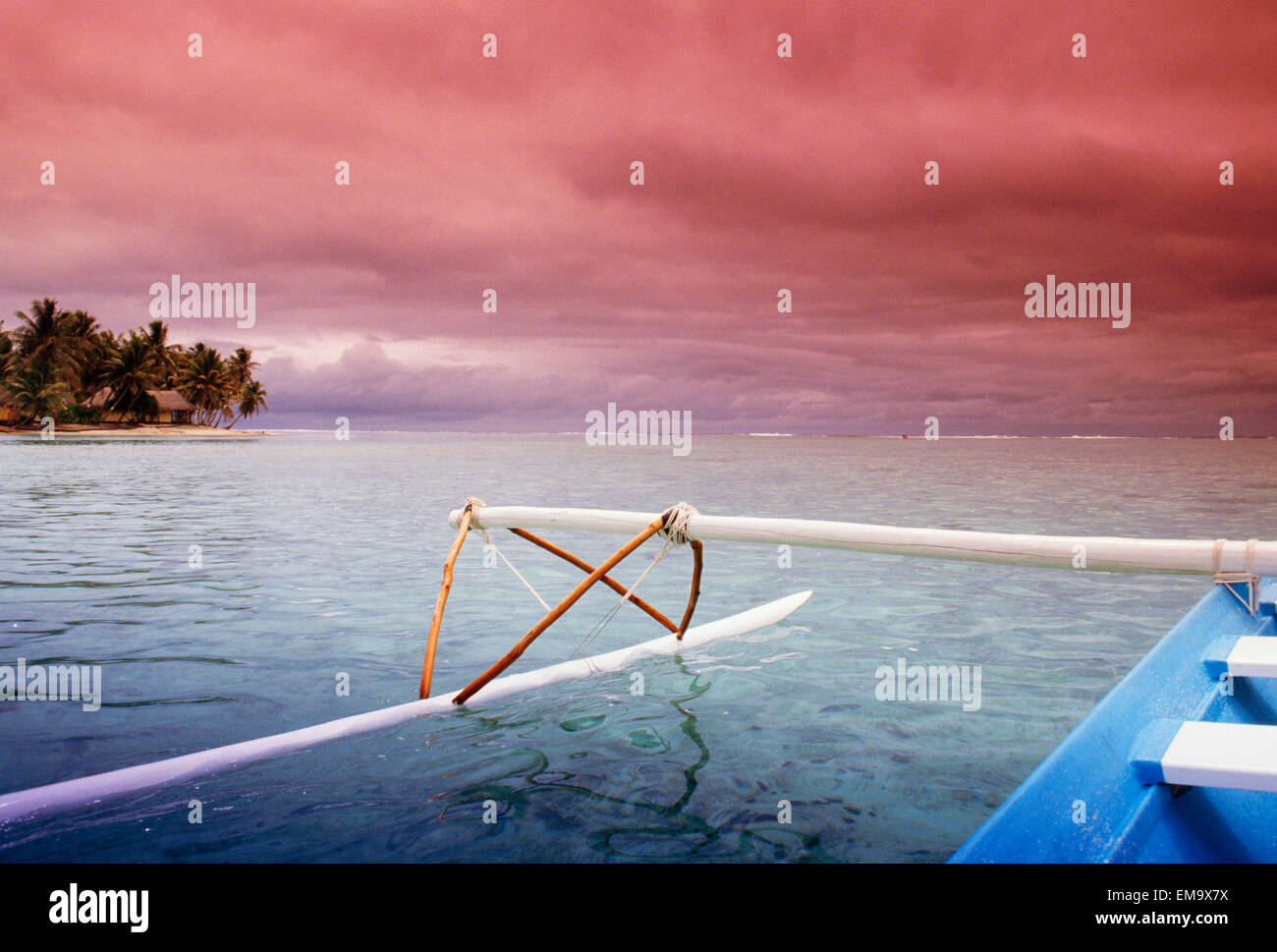 French Polynesia, Tahiti, Huahine, Section Of Outrigger Canoe Stock Photo Alamy