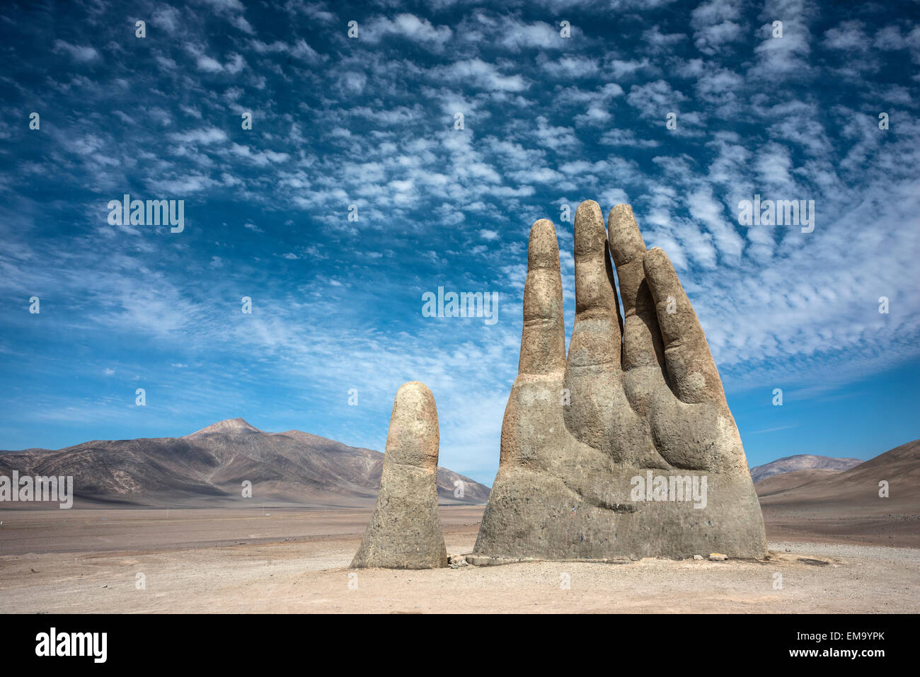 The Mano de Desierto is a simbol of Atacama Desert in Chile Stock Photo