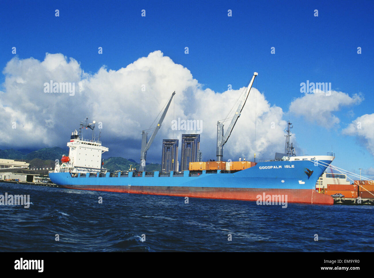 Hawaii, Oahu, Container Ship In Honolulu Harbor Stock Photo Alamy