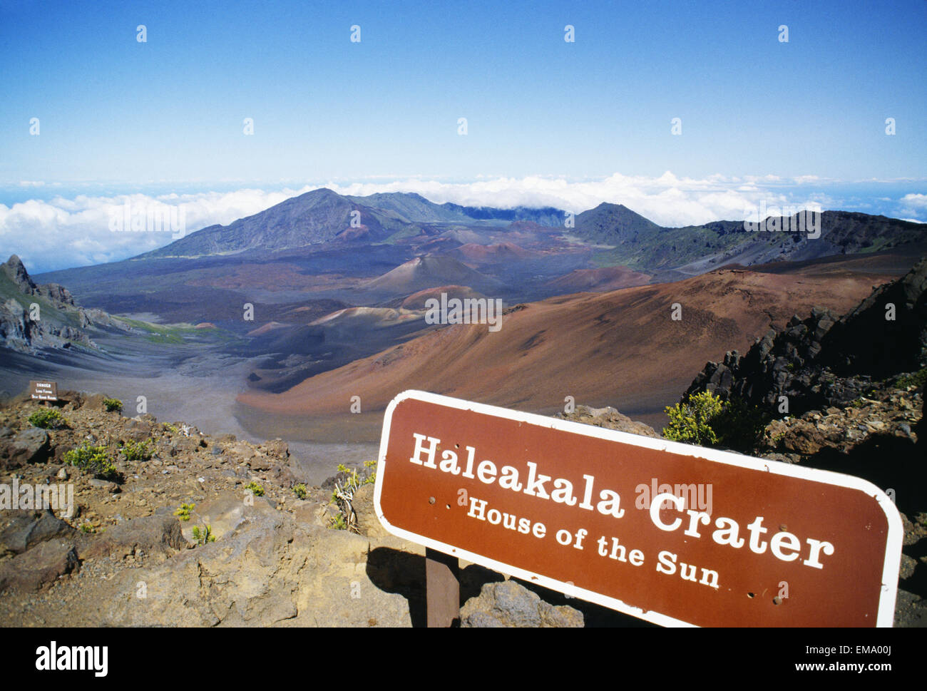 Hawaii, Maui, Haleakala Crater, Haleakala National Park, Sign Marking The  House Of The Sun Stock Photo - Alamy