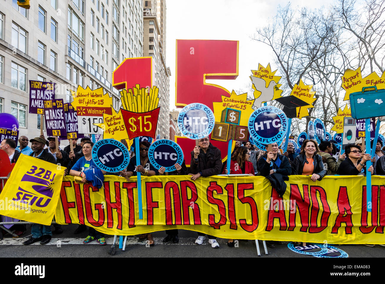 New York, USA. 15th April, 2015. Thousands of Union Members joined Fast
