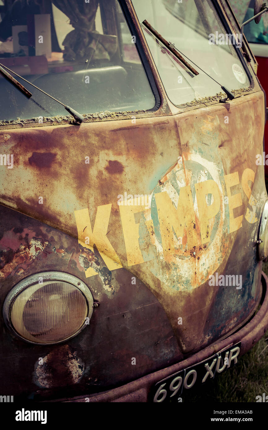 A rusted Volkswagen VW Split Screen Camper Van at a vintage country ...