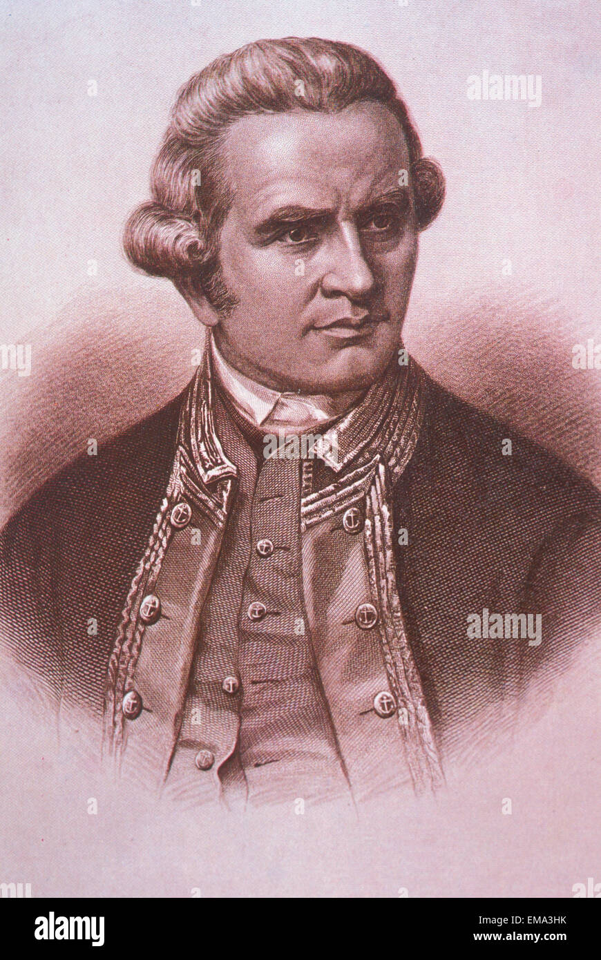 C.1846 Captain James Cook Head Shot Stock Photo