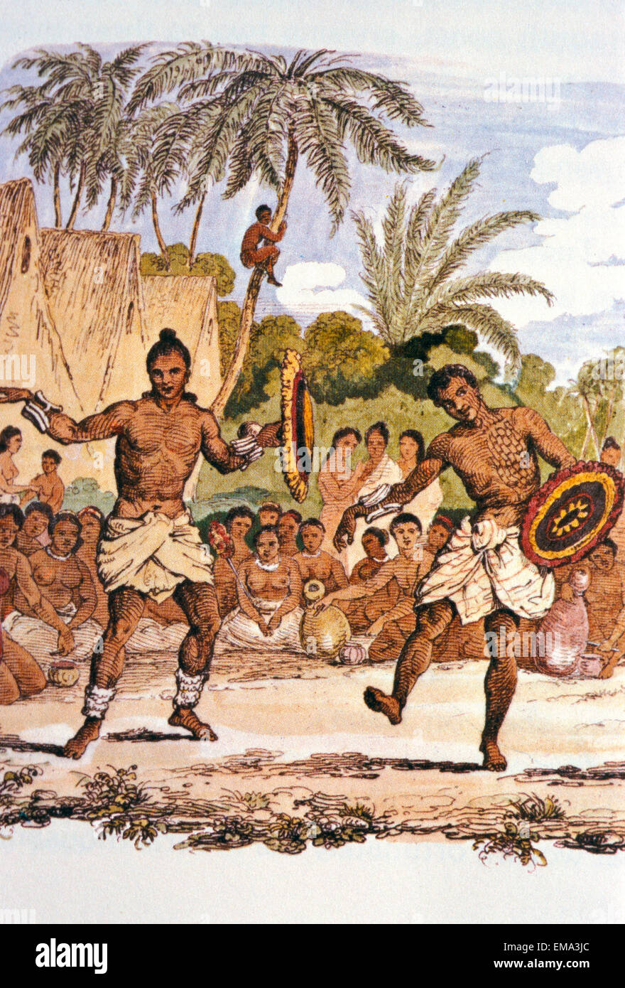C.1816 Hawaiian Hula Dancers After Louis Choris Stock Photo
