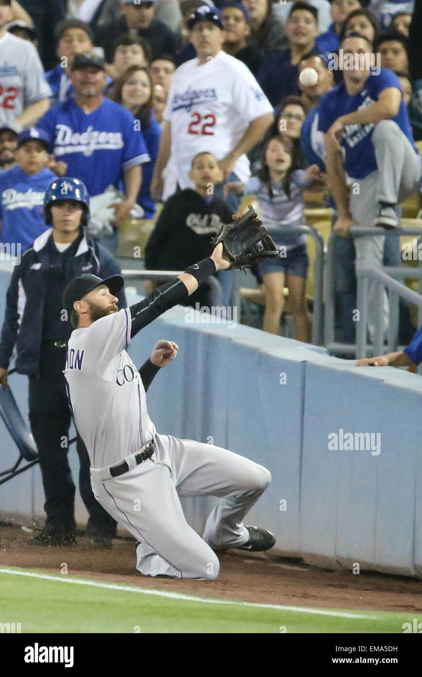 Los Angeles, California, USA. 17th April, 2015. Colorado Rockies center