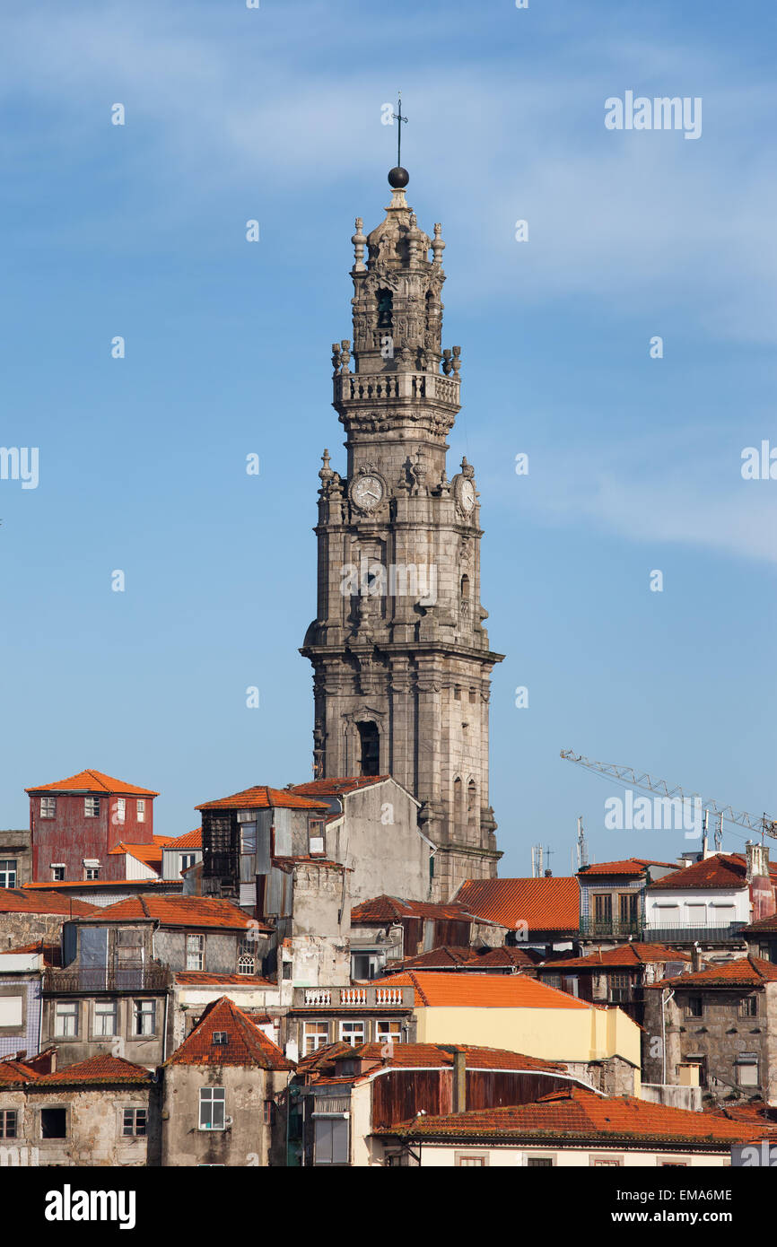 Porto in Portugal, Clerigos Church bell tower, 18th century Baroque style  architecture Stock Photo - Alamy
