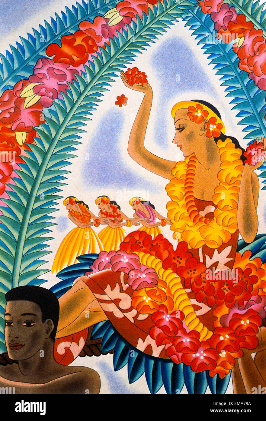 Artwork depicting female pacific islanders Stock Photo