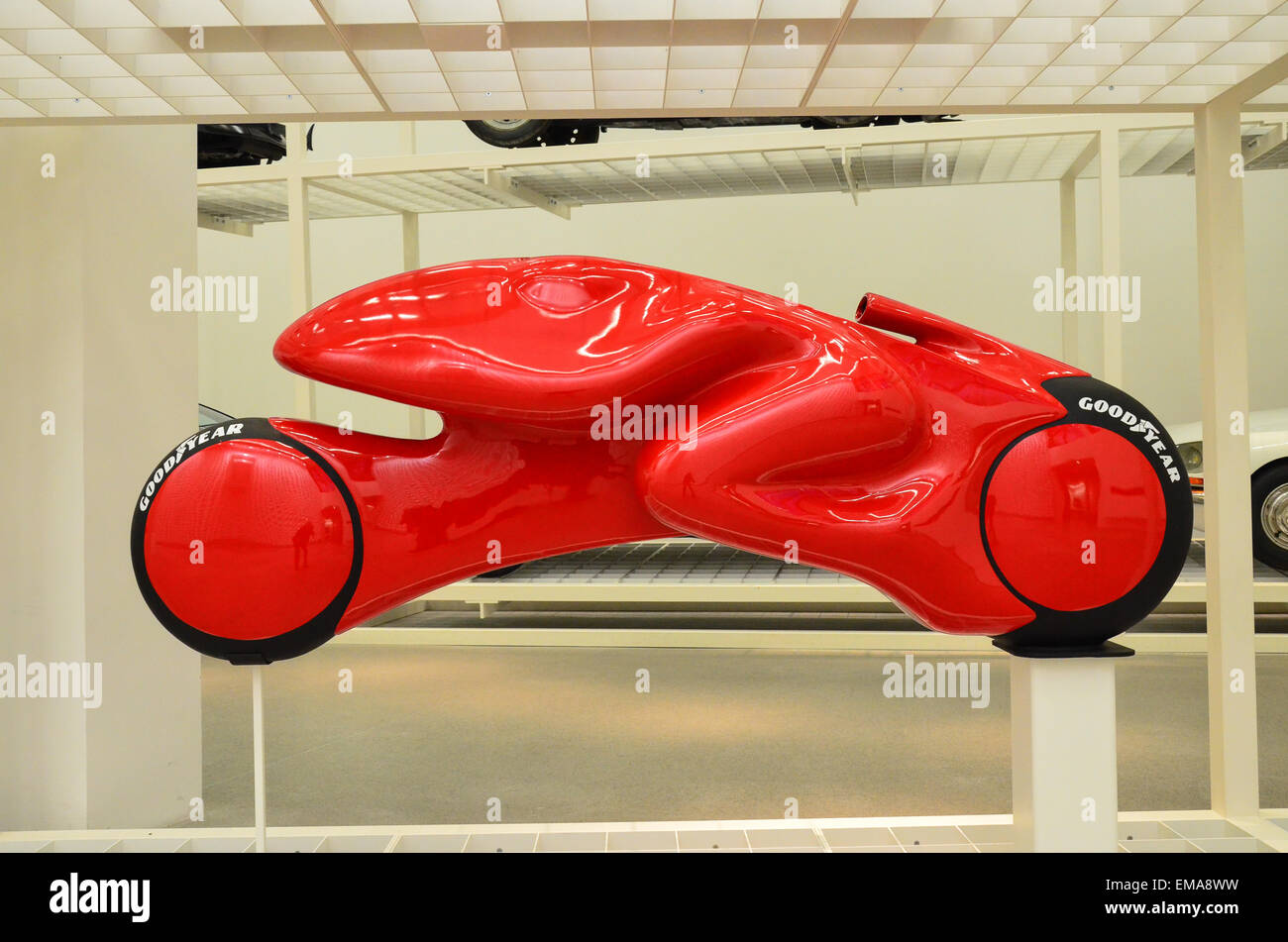 Luigi Colani's aerodynamical conceptual design of a motorbike at the  International Design Museum Munich Stock Photo