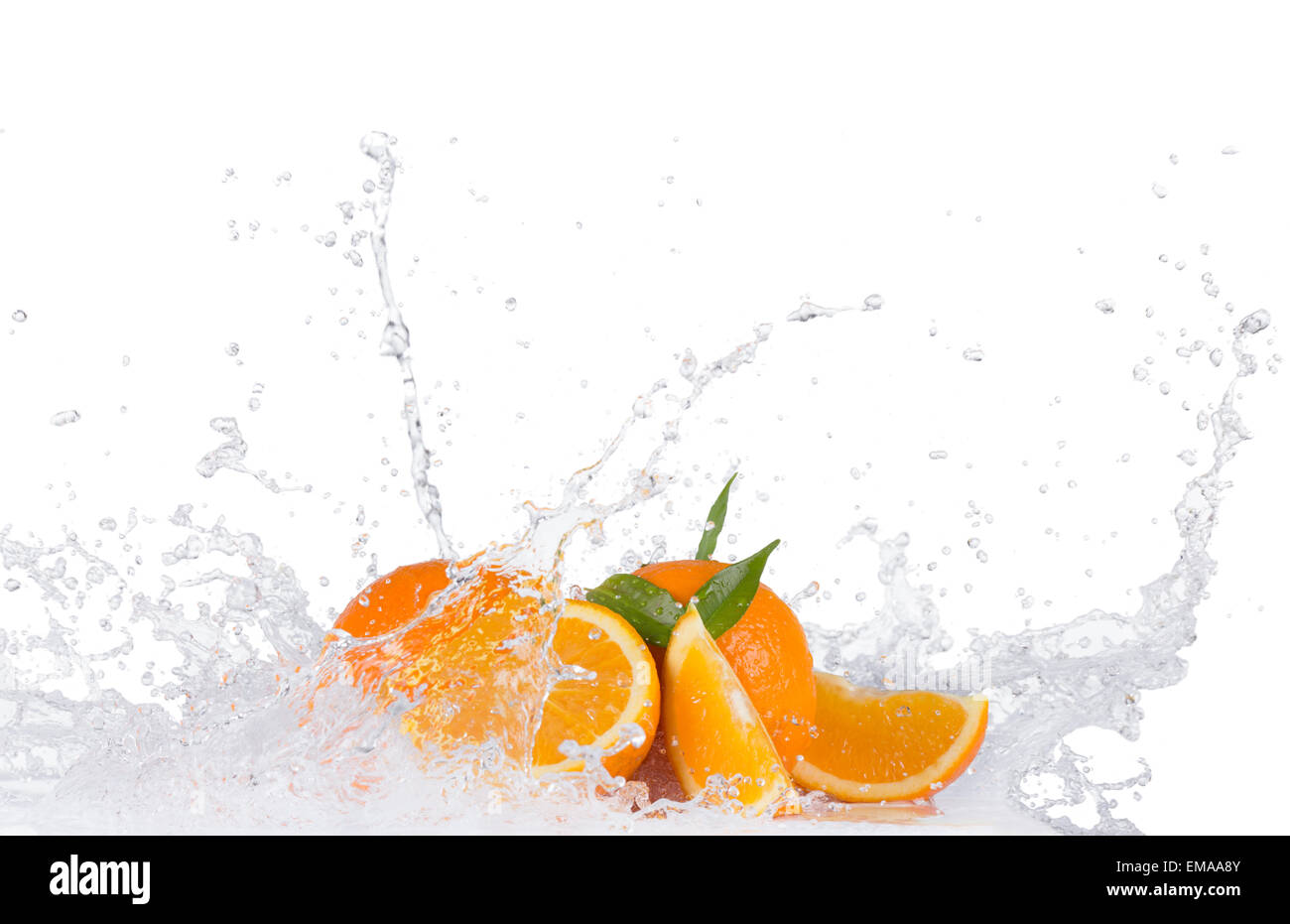 Fresh oranges with water splashes isolated on white background Stock ...