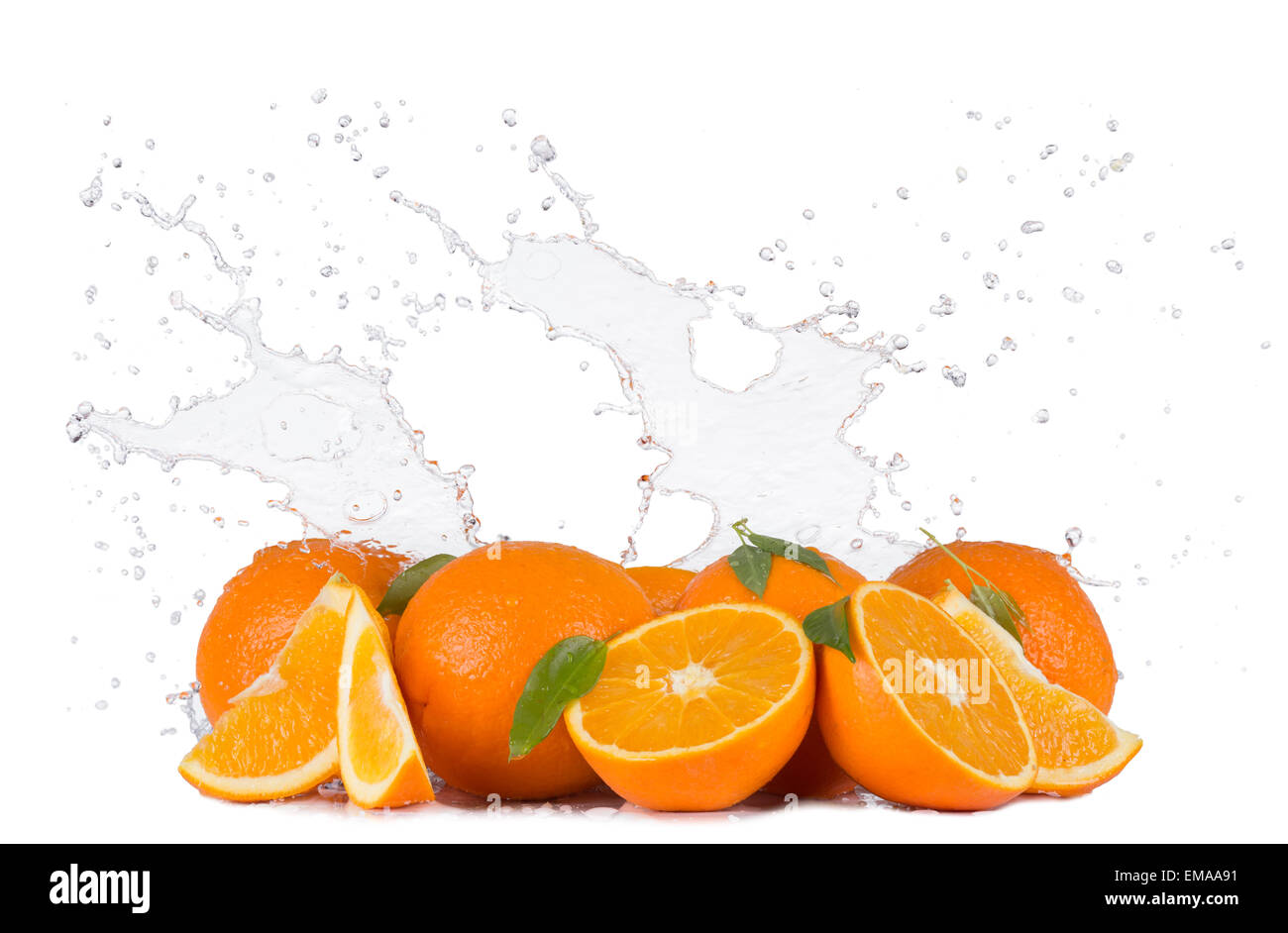 Fresh oranges with water splashes isolated on white background Stock ...