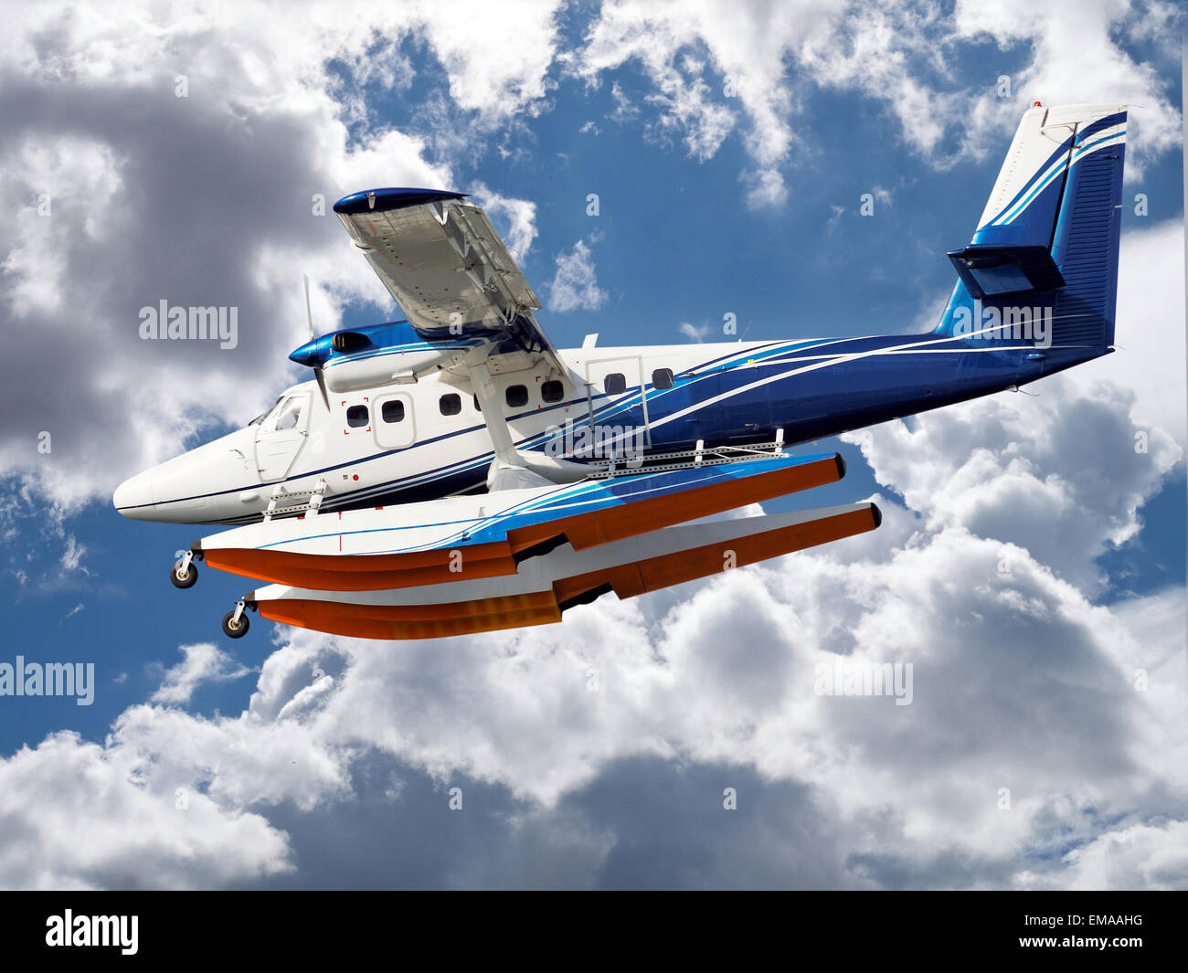 seaplane prepare for landing Stock Photo