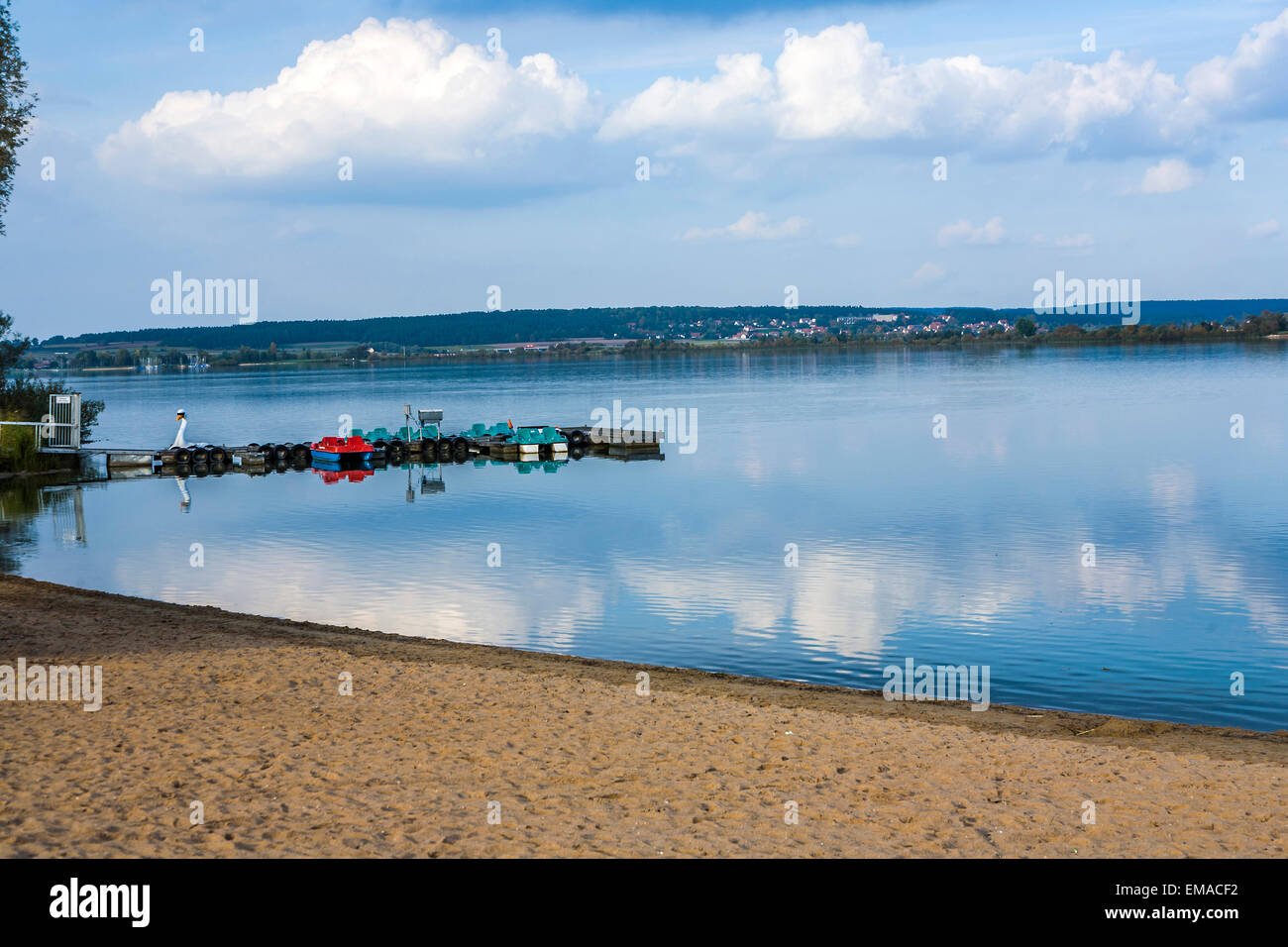 beautiful beach at altmuehl lake in Bavaria Stock Photo
