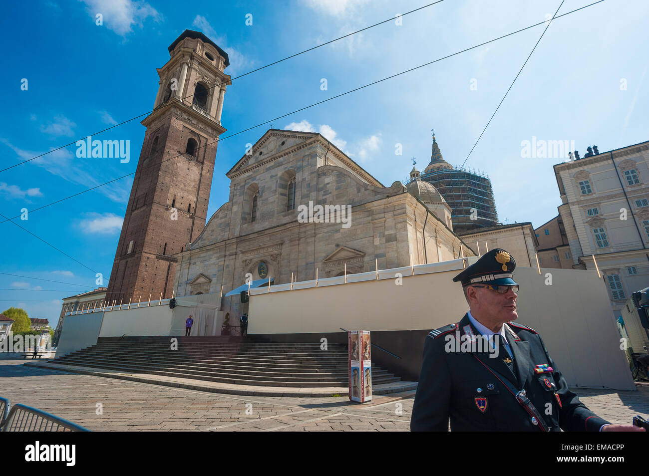 Turin, Italy. 18th April, 2015. St. John Square and Cathedral 18th April 2015 -ostension of Shroud - The cathedral Credit:  Realy Easy Star/Alamy Live News Stock Photo