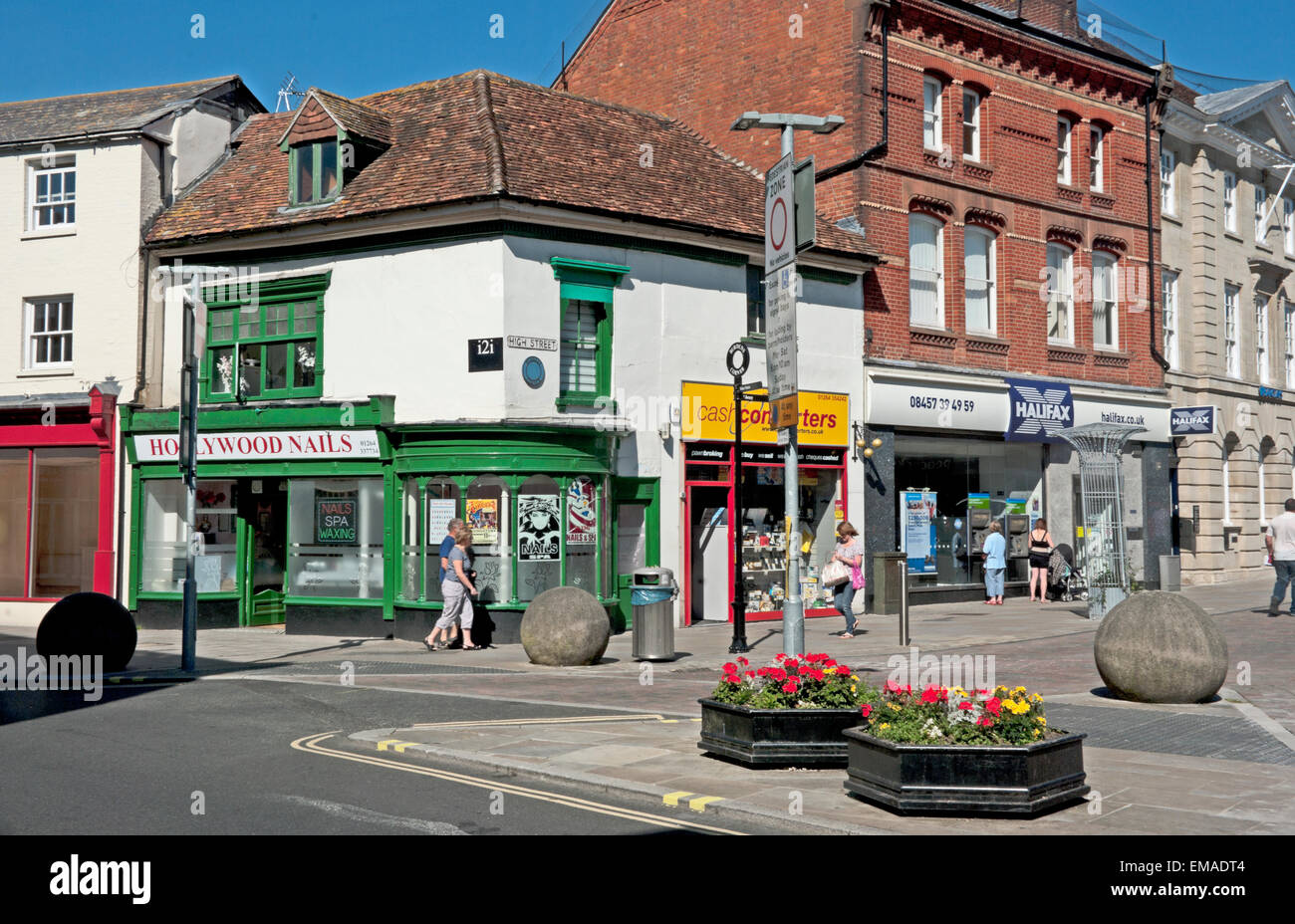Andover, Shops High Street, Hampshire, England, Stock Photo