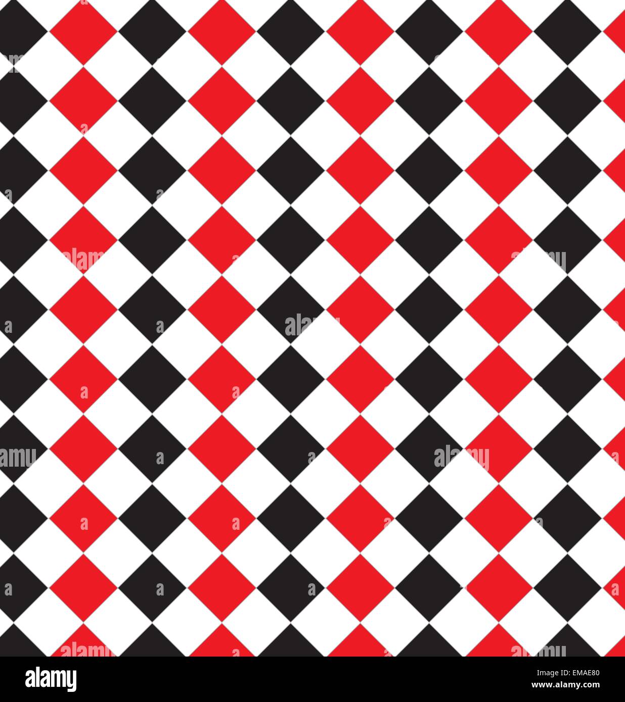 A Seamless vector pattern of black white and red diamond shapes Stock Vector