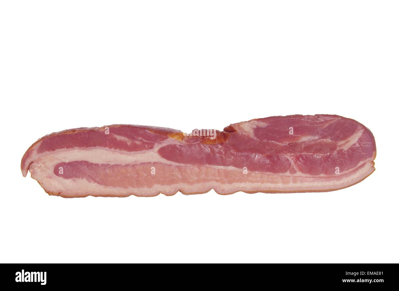 raw bacon on white background Stock Photo