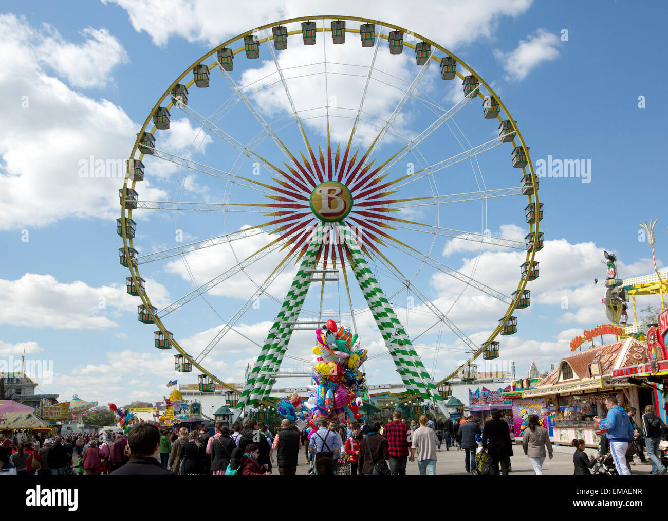 Visitors at the 77th Fruehlingsfest spring festival in Stuttgart