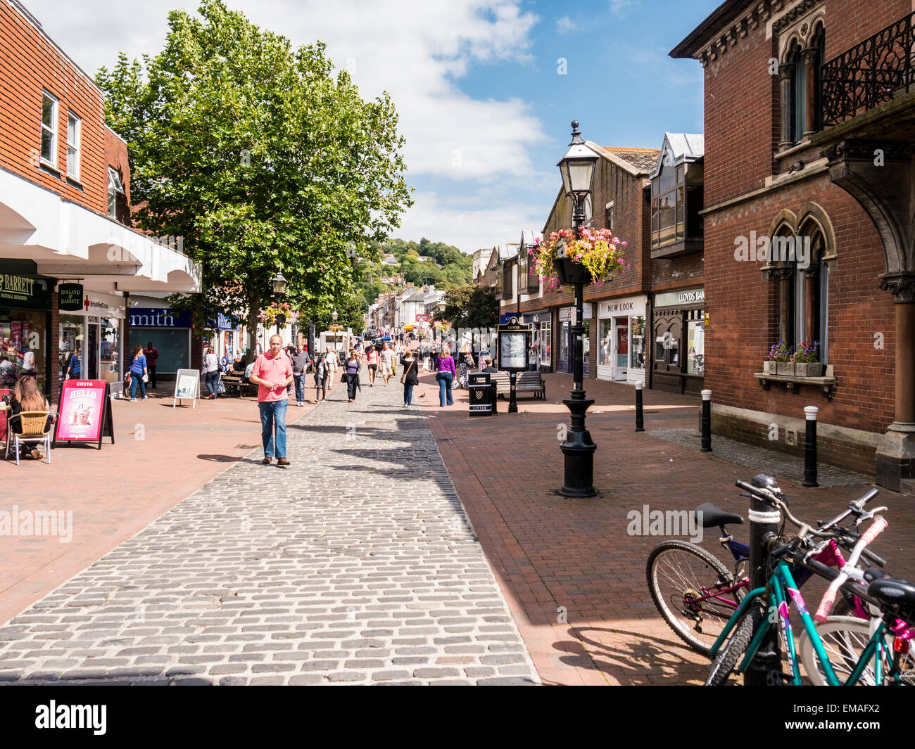 Part of the main High Street in Lewes leading towards the River Ouse