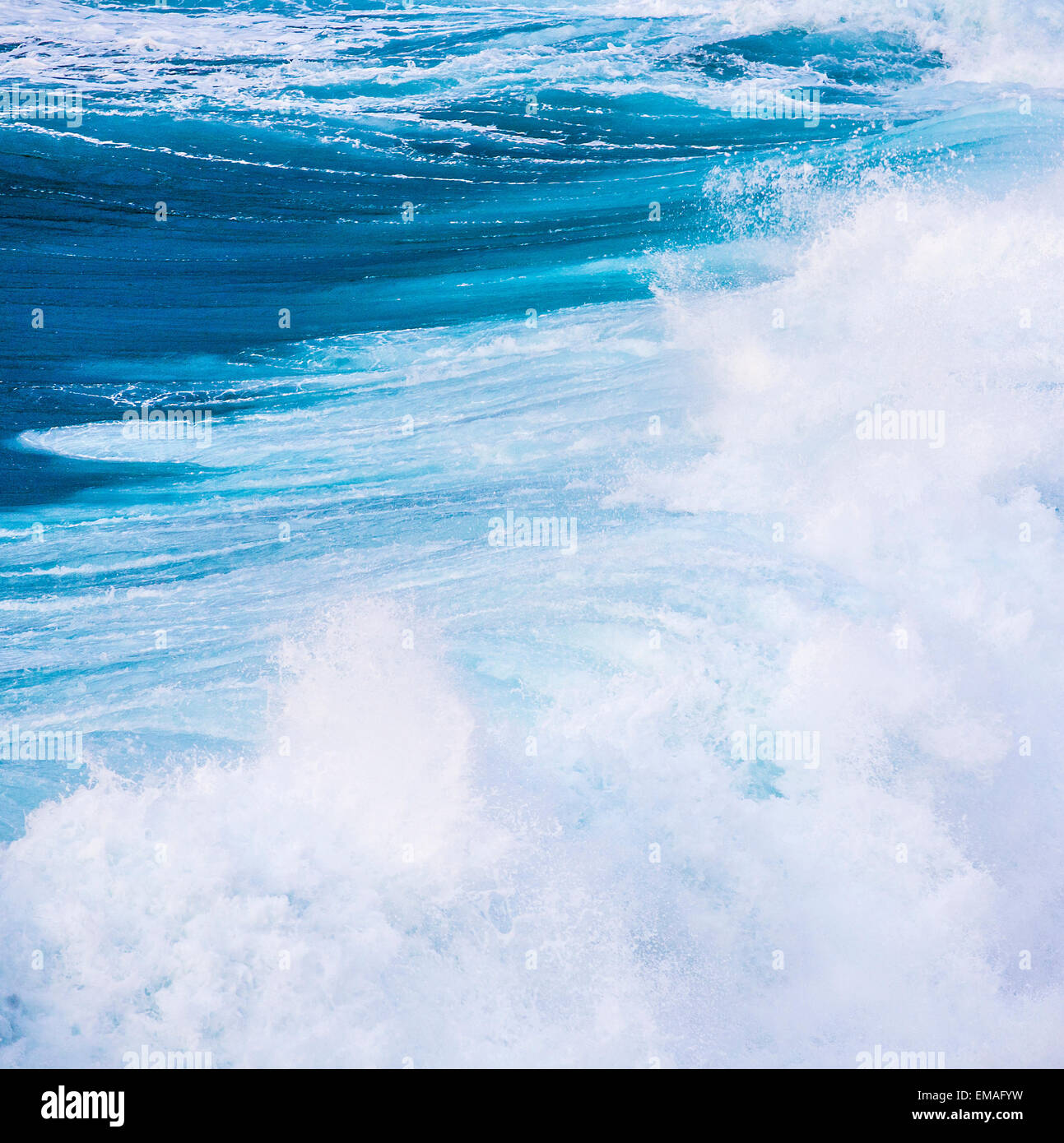 beautiful blue high waves of the atlantic ocean Stock Photo