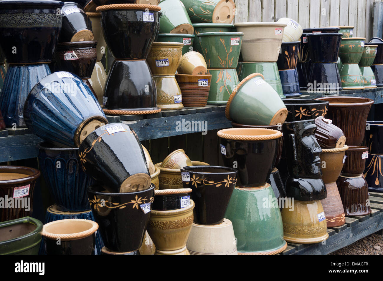 Flower Tubs for Sale at Garden Centre Stock Photo Alamy