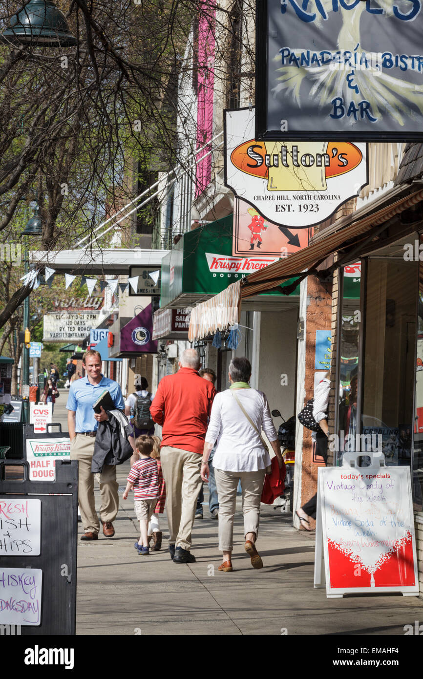 Shoppers on Franklin Street, business district of Chapel Hill, North Carolina. Stock Photo