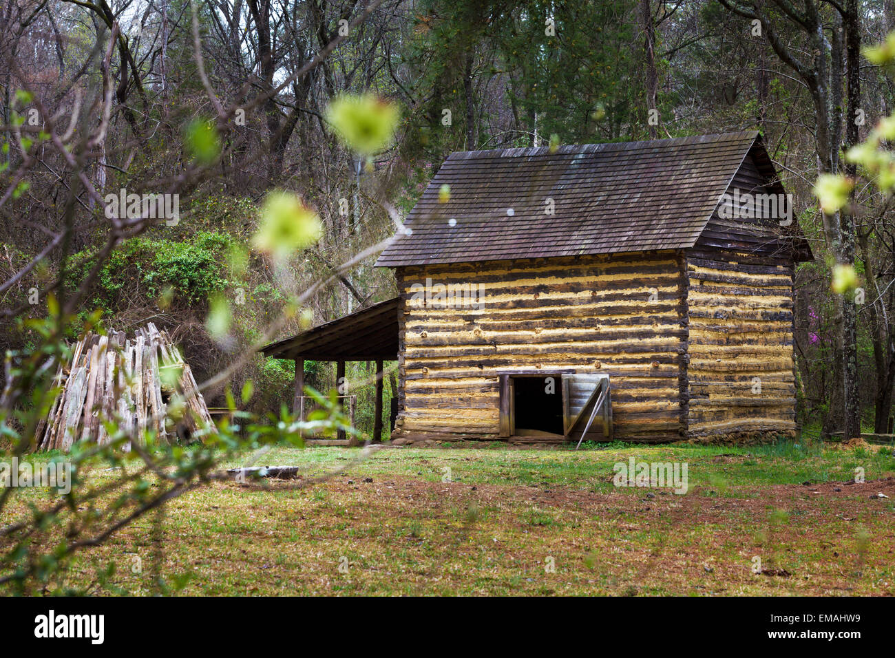 Tobacco curing barn at Duke Homestead and Museum, Durham, North Carolina. Stock Photo