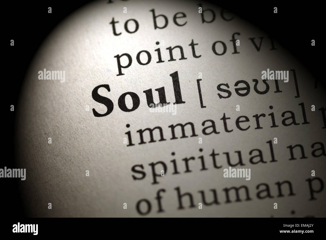 Fake Dictionary, Dictionary definition of the word soul. Stock Photo