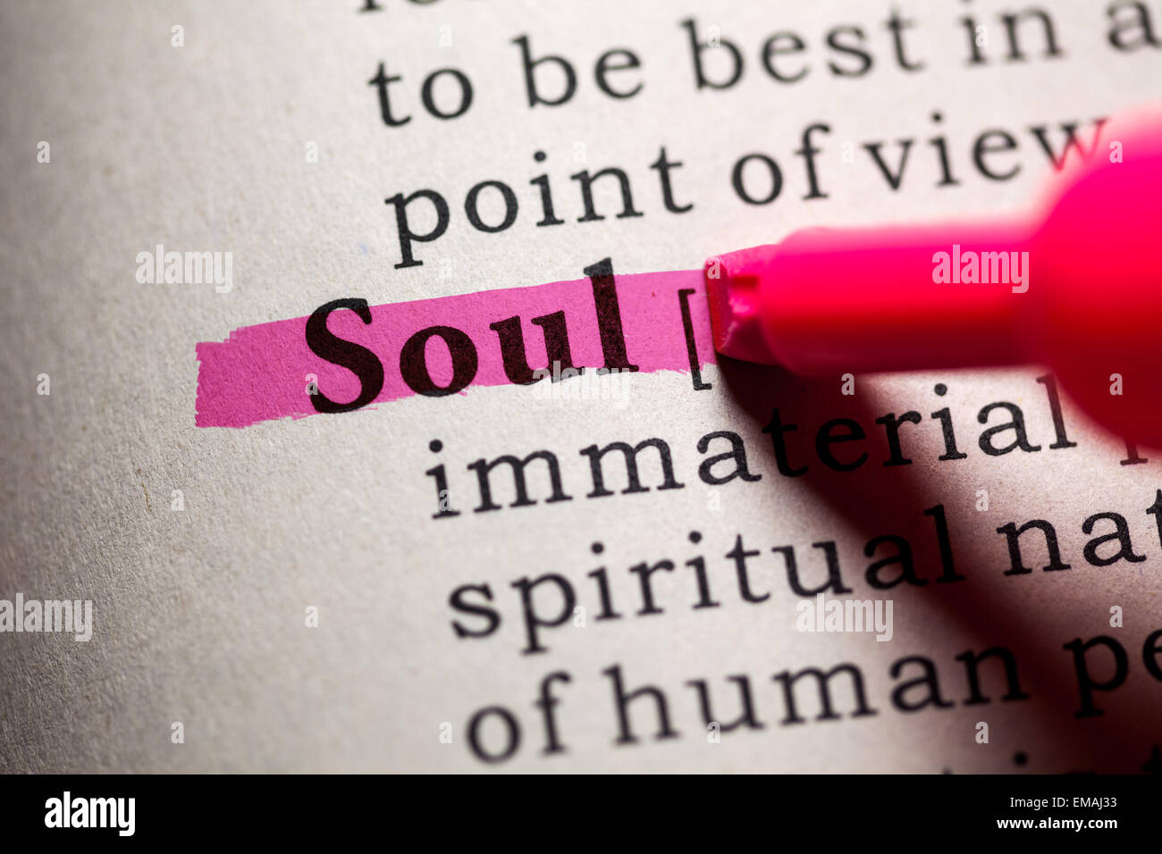 Fake Dictionary, Dictionary definition of the word soul. Stock Photo