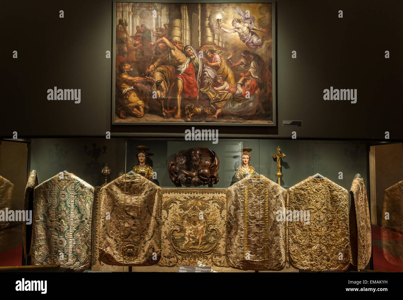 Italy Piedmont Turin St John Cathedral, diocesan Museum - showcase planet in brocade Stock Photo