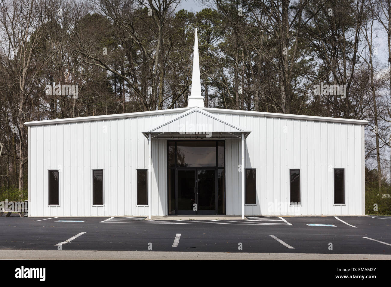 Rather droll-looking church in the Bible Belt, Ocoee, Tennessee Stock Photo