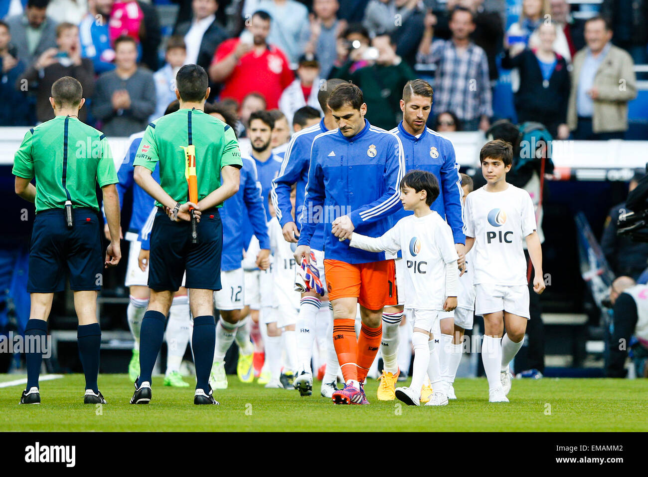 Madrid, Spain. 18th April, 2015. La Liga football. Real Madrid versus Malaga. Iker Casillas Fernandez Goalkeeper of Real Madrid . Credit:  Action Plus Sports Images/Alamy Live News Stock Photo