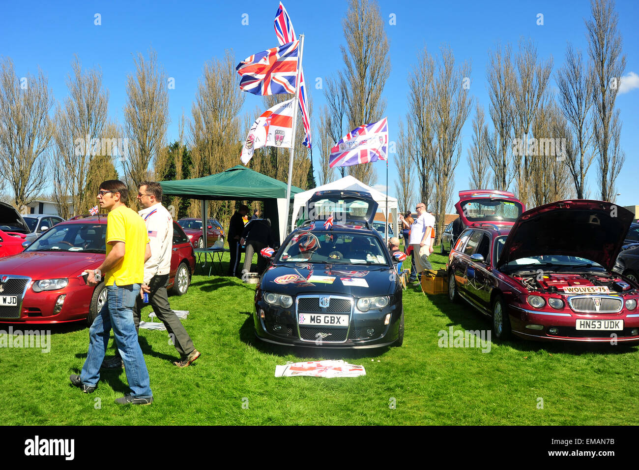 British cars and flags at the 10th Pride of Longbridge Rally featuring ...