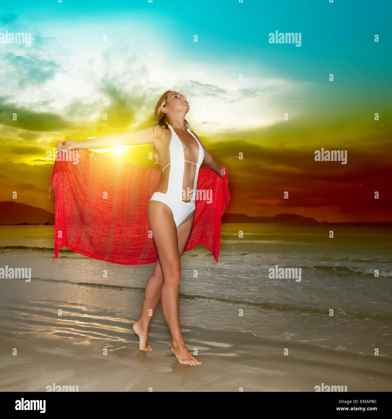 Water Goddess Sarong Sunrise Waves