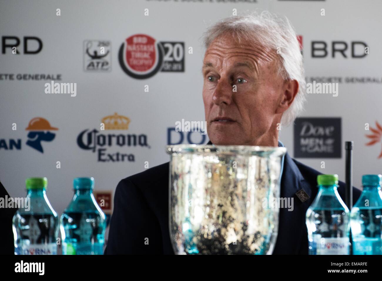 April 18, 2015: Gerald Armstrong - ATP Supervisor at the press conference before the start of the ATP Tournament BRD Nastase Tiriac Trophy at BNR Arenas, Romania ROU. Catalin Soare/www.sportaction.ro Stock Photo