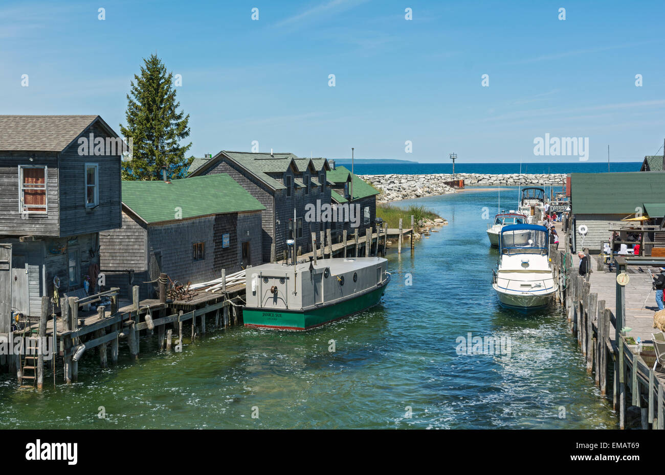 Michigan, Leelanau County, Leland Historic District aka Fishtown Stock 