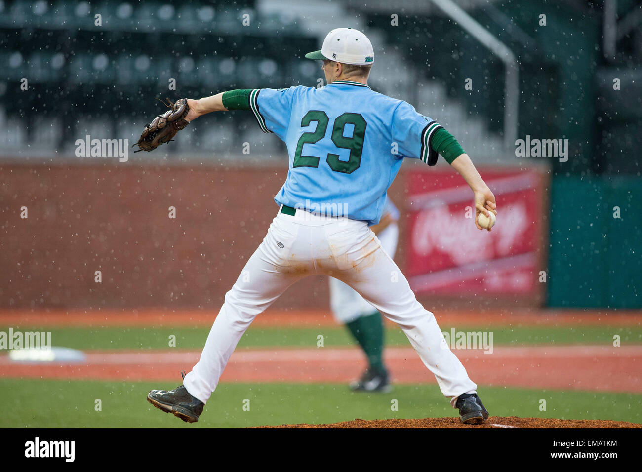 New Orleans, LA, USA. 18th Apr, 2015. Tulane pitcher Emerson Gibbs (29) during the game between Tulane and UCF at Greer Field at Turchin Stadium in New Orleans, LA. UCF defeats Tulane 8-0 © csm/Alamy Live News Stock Photo