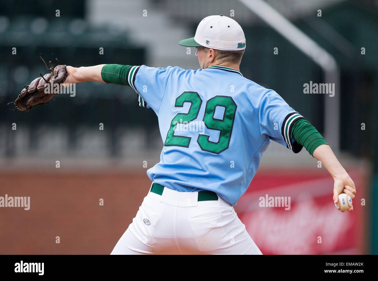 New Orleans, LA, USA. 18th Apr, 2015. Tulane pitcher Emerson Gibbs (29) during the game between Tulane and UCF at Greer Field at Turchin Stadium in New Orleans, LA. UCF defeats Tulane 8-0 © csm/Alamy Live News Stock Photo