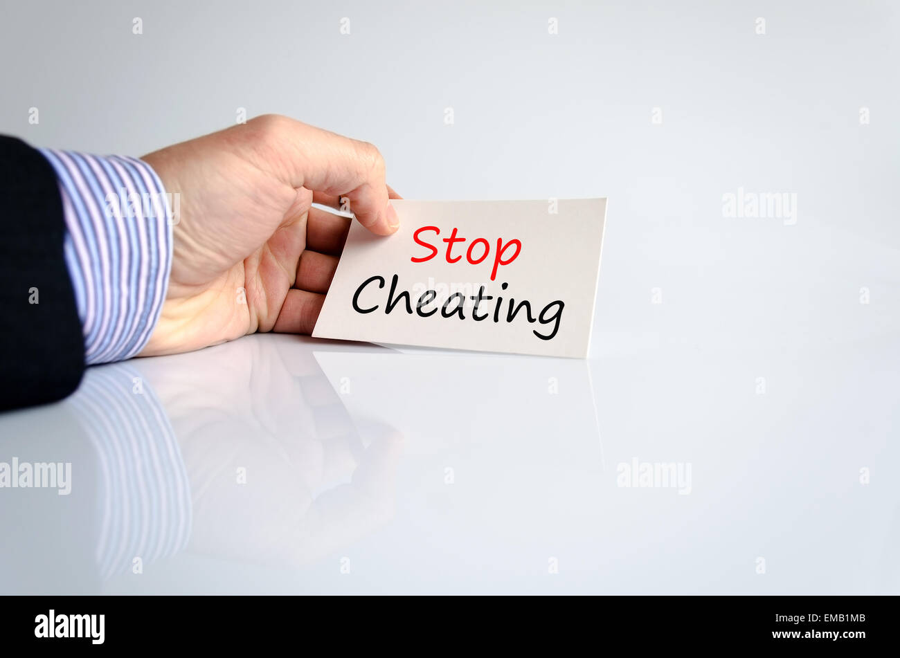 Stop Cheating Concept Isolated Over White Background Stock Photo