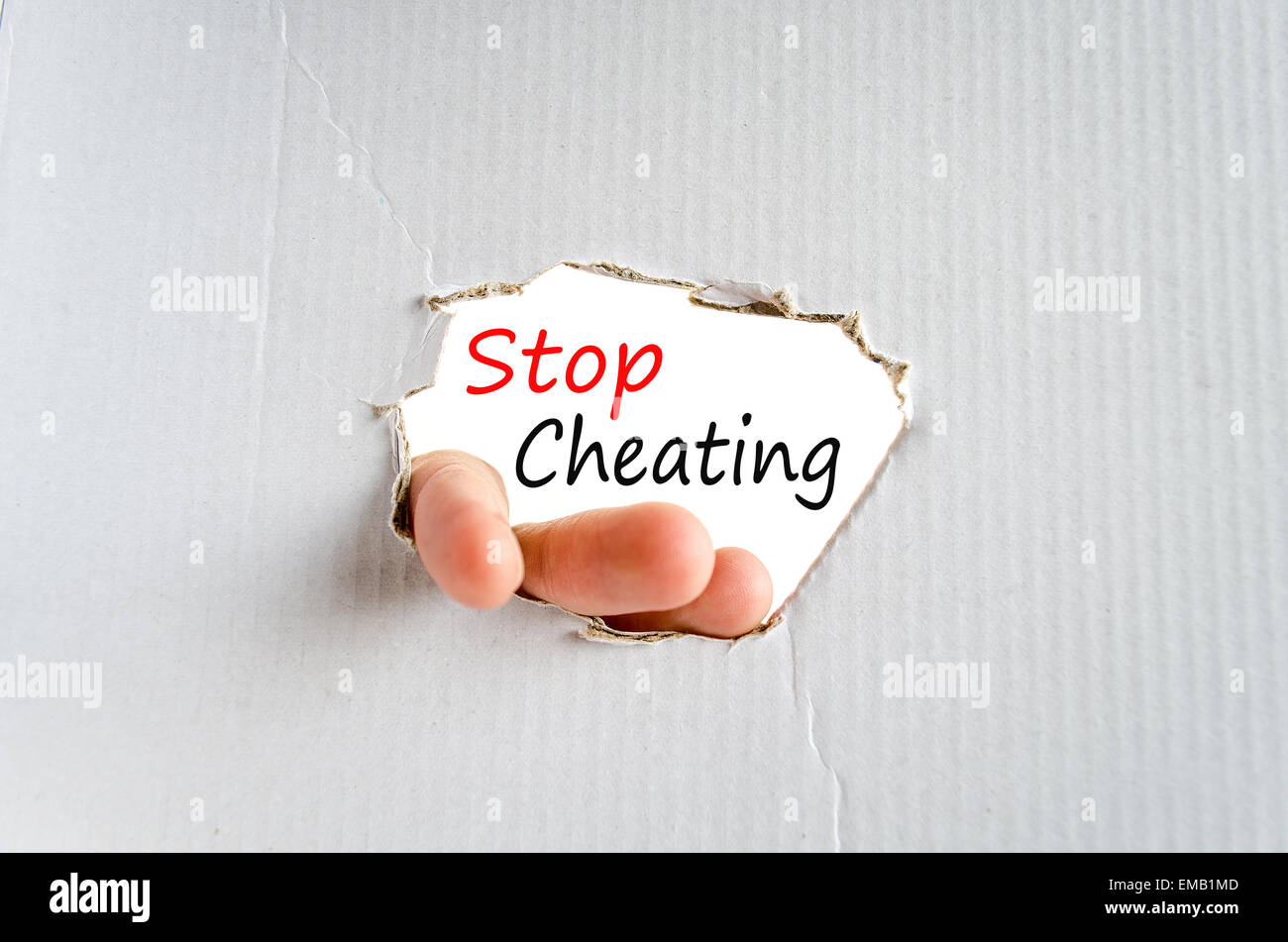 Stop Cheating Concept Isolated Over White Background Stock Photo