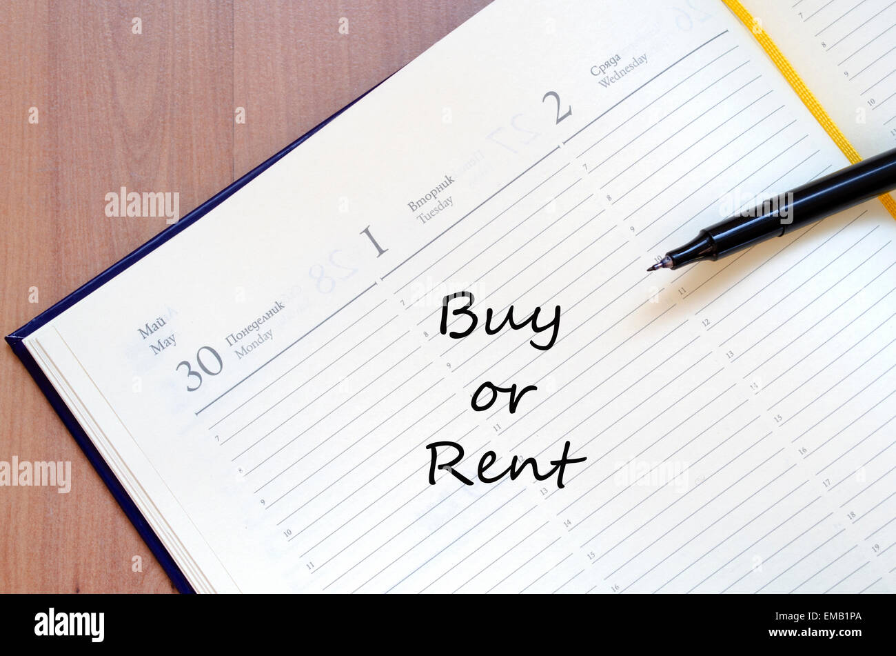Buy or Rent Concept Notepad Stock Photo