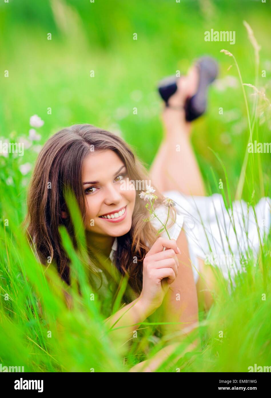 Happy smiling girl lovely soft hi-res stock photography and images - Alamy